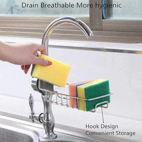 Stainless Steel Kitchen Sponge Holder Soap Dishwashing Liquid Drainer Rack Faucet Storage Rack Drain Basket For Bathroom Sink