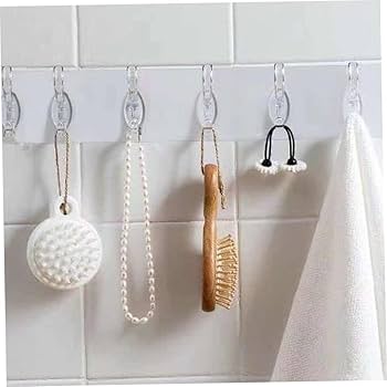 Self Adhesive Transparent 6 Hook Patti for Hanging Cloths – Durable Transparent Wall Mount Hooks – No Nail Needed Easy to Install Bathroom Kitchen Door Wall Hangers