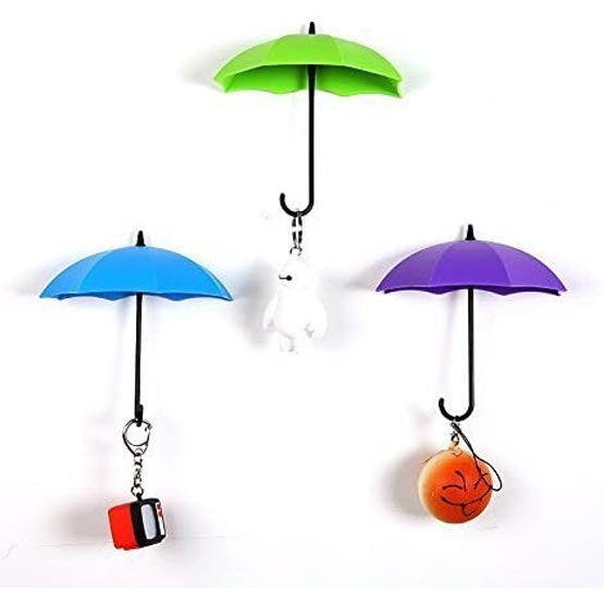 3Pcs/set Creative Umbrella Shape Hook Colorful Key Hanger Holder home Bedroom Wall decoration Accessories