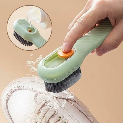 Cleaning Tools Multifunctional Liquid Shoe Brush with Liquid Box, Adding Liquid Filled Brush with Soap Dispenser Press Type