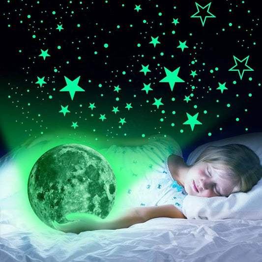 Pack of 100 - 3D Stars Glow In The Dark Wall Stickers Luminous Fluorescent Wall Stickers For Kids Baby Room Bedroom Ceiling Home