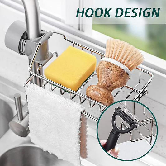 Stainless Steel Kitchen Sponge Holder Soap Dishwashing Liquid Drainer Rack Faucet Storage Rack Drain Basket For Bathroom Sink
