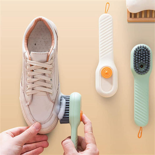 Cleaning Tools Multifunctional Liquid Shoe Brush with Liquid Box, Adding Liquid Filled Brush with Soap Dispenser Press Type