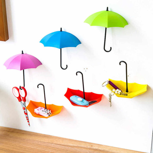 3Pcs/set Creative Umbrella Shape Hook Colorful Key Hanger Holder home Bedroom Wall decoration Accessories