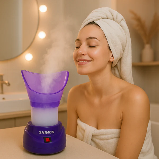 2-in-1 Shinon Steam Facial Steamer & Inhaler for Blocked Nose .Portable Home Facial Sauna Machine for Glowing Skin, Deep Cleansing & Blackhead Removal