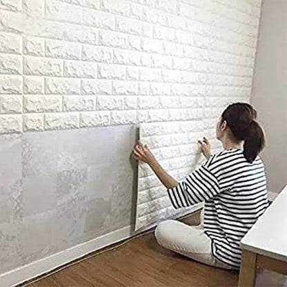 3D Brick Wall Stickers Self Adhesive Wallpaper Sheets Brick Wallpaper Waterproof PE Foam Panel 70x77cmv