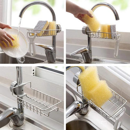 Stainless Steel Kitchen Sponge Holder Soap Dishwashing Liquid Drainer Rack Faucet Storage Rack Drain Basket For Bathroom Sink