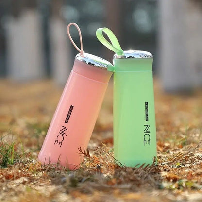 Nice 400ml Glass Water Bottle – Durable Glass Inner Liner with Silicone Plastic Shell | Leak Proof & BPA Free | Portable & Reusable Water Bottle for School, College, Gym & Travel (Pack of 1 – Random Color)