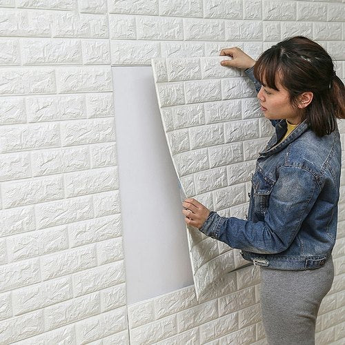 3D Brick Wall Stickers Self Adhesive Wallpaper Sheets Brick Wallpaper Waterproof PE Foam Panel 70x77cmv