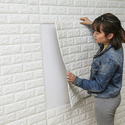 3D Brick Wall Stickers Self Adhesive Wallpaper Sheets Brick Wallpaper Waterproof PE Foam Panel 70x77cmv