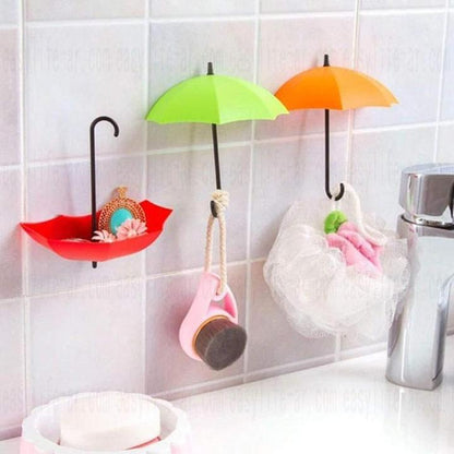 3Pcs/set Creative Umbrella Shape Hook Colorful Key Hanger Holder home Bedroom Wall decoration Accessories