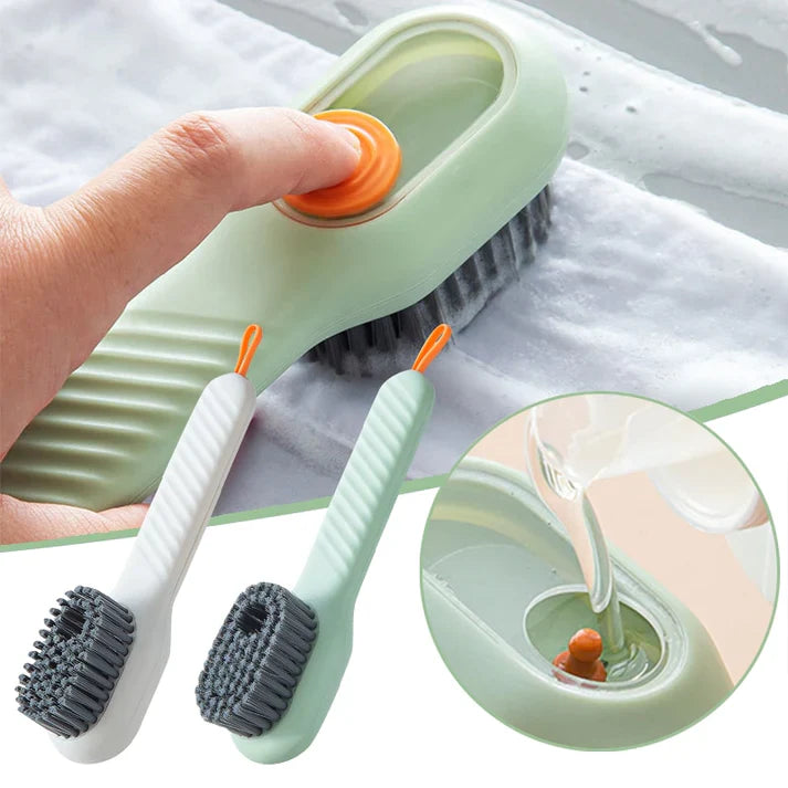 Cleaning Tools Multifunctional Liquid Shoe Brush with Liquid Box, Adding Liquid Filled Brush with Soap Dispenser Press Type