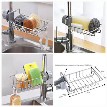 Stainless Steel Kitchen Sponge Holder Soap Dishwashing Liquid Drainer Rack Faucet Storage Rack Drain Basket For Bathroom Sink