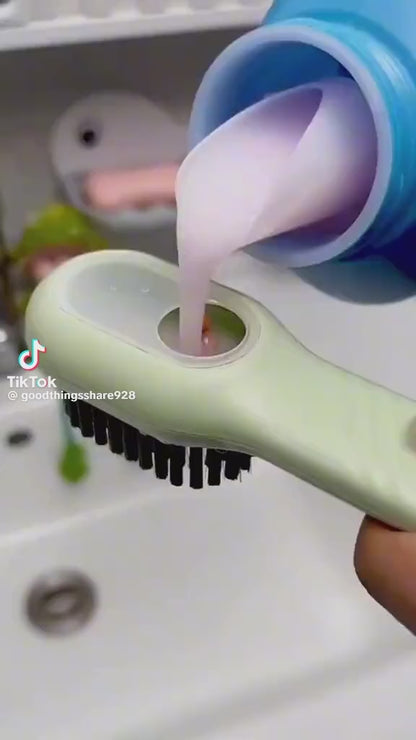 Cleaning Tools Multifunctional Liquid Shoe Brush with Liquid Box, Adding Liquid Filled Brush with Soap Dispenser Press Type